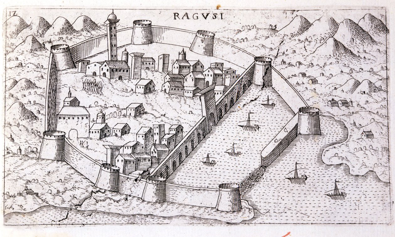 Veduta della città di Ragusa nel XVI secolo da Unknown artist