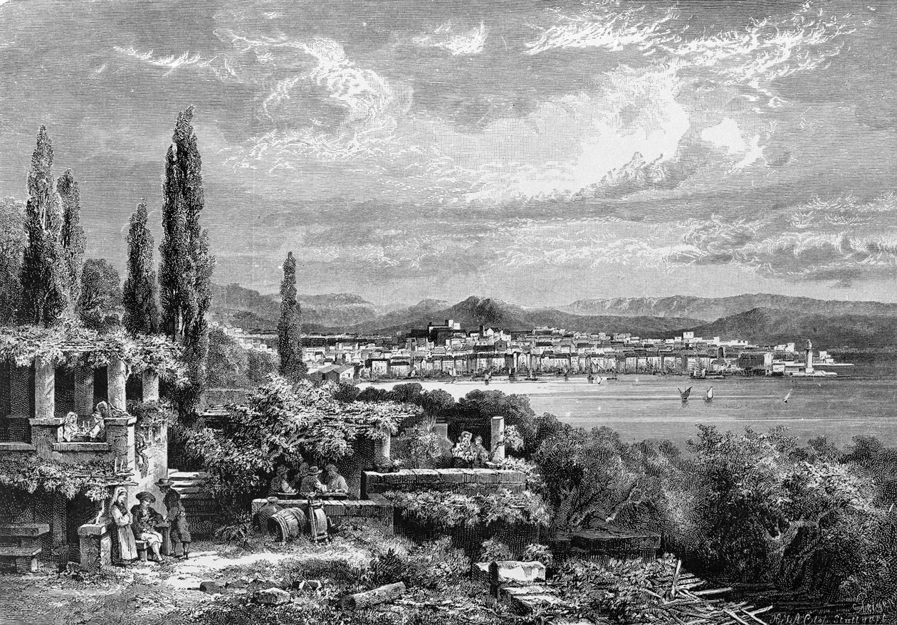 Veduta della città di Trieste (in periodo austriaco), incisione del 1885 da Unknown artist