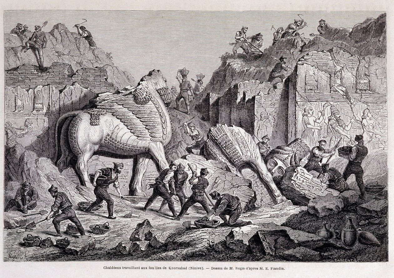 Veduta degli scavi di Khorsabad (Khunsabad) (Ninive) - in "Il giro del mondo" 2ª settimana 1861 da Unknown artist