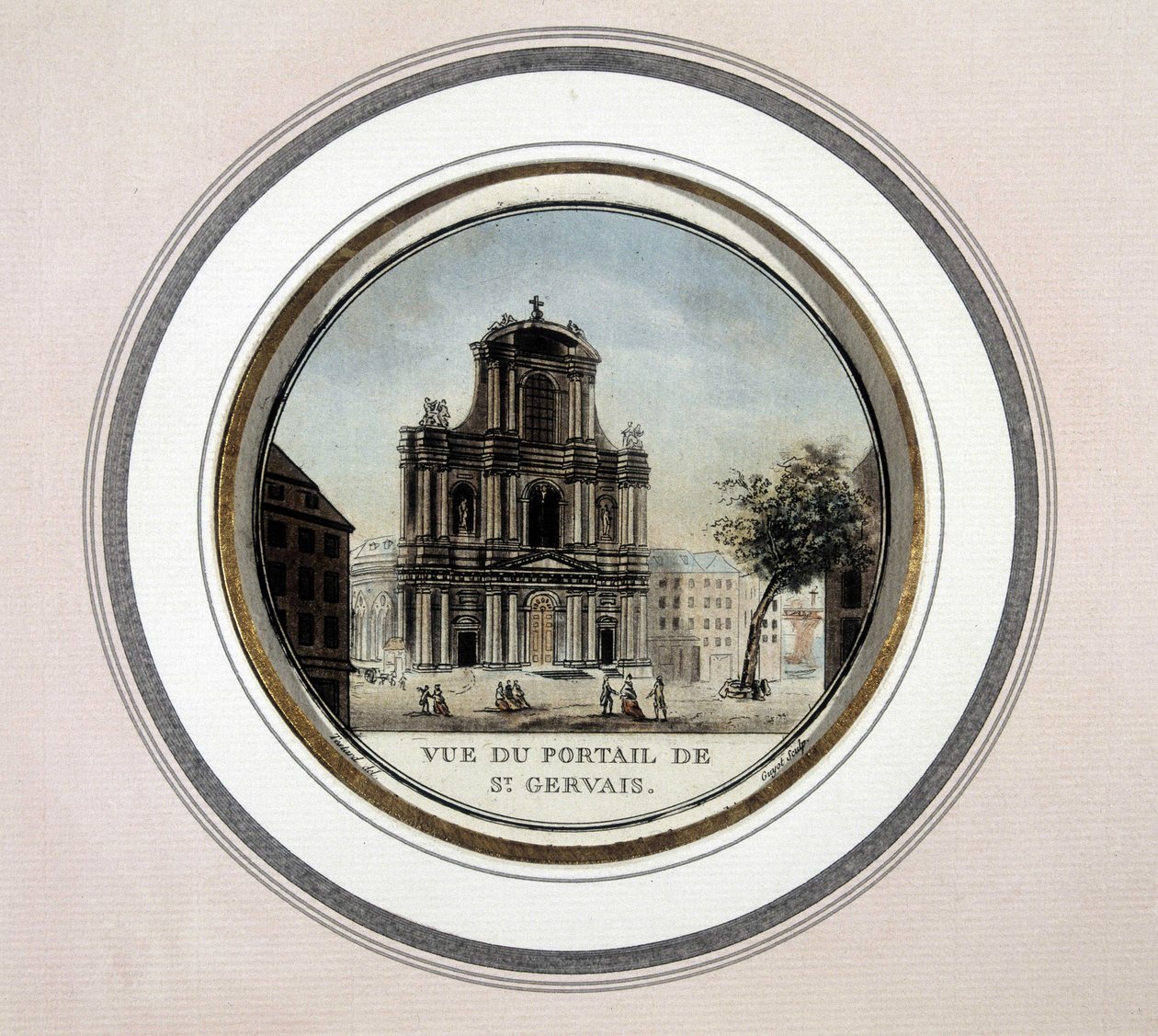 Veduta della porta di St Gervais (Saint Gervais) - incisione da Unknown artist