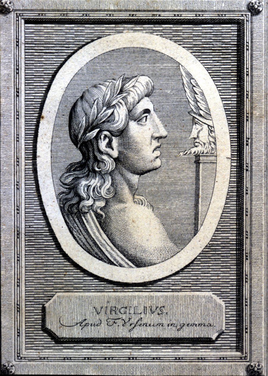 Virgilio (70 - 19 a.C.), poeta latino. Incisione del XVIII secolo da Unknown artist