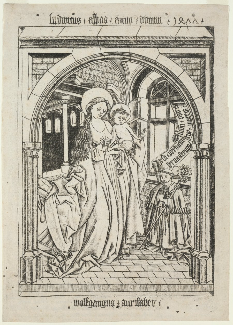 Vergine e Bambino, abate Ludwig in ginocchio da Unknown artist