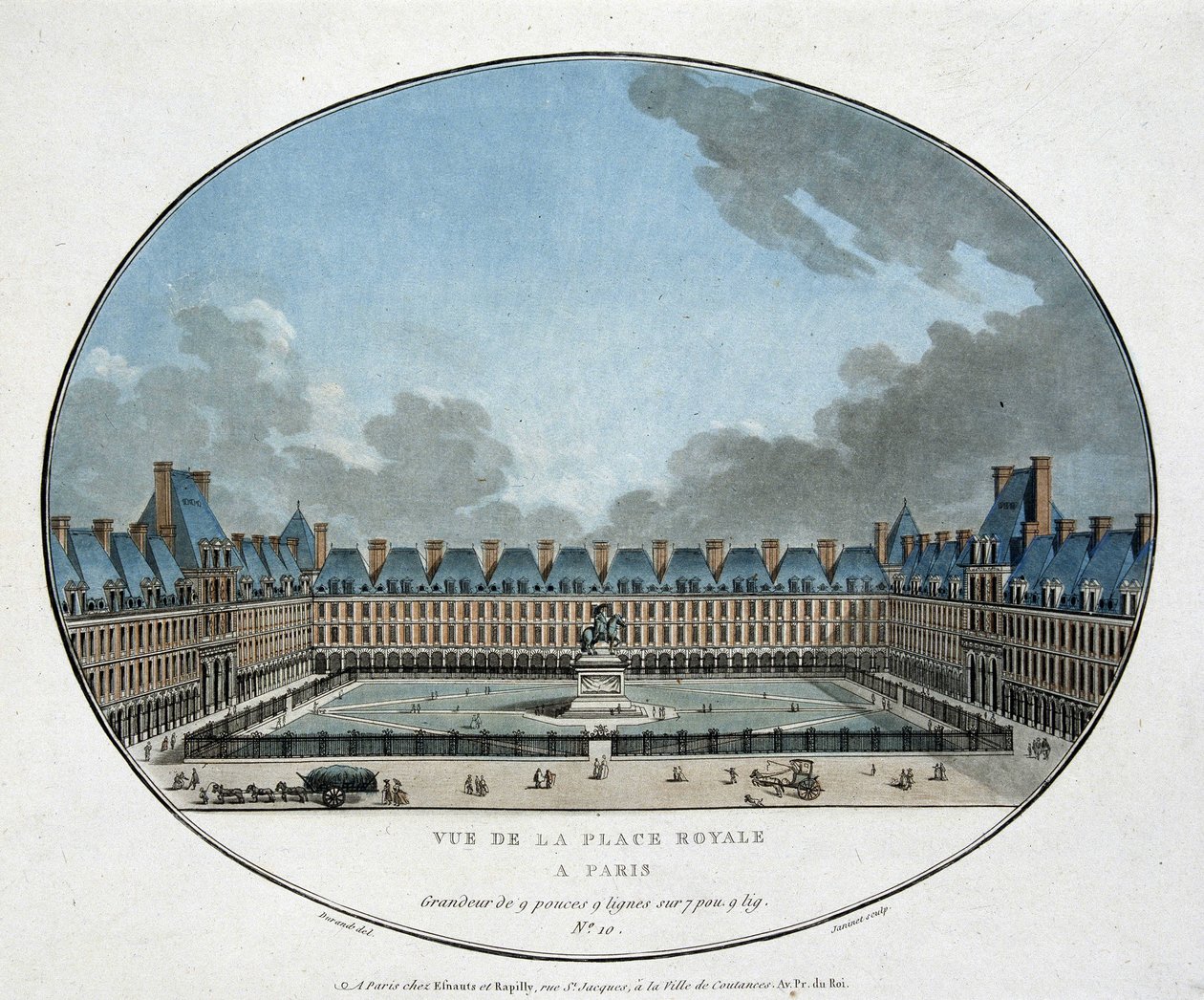Vista della Place Royale a Parigi (Place des Vosges). sd. incisione XVIII secolo da Unknown artist