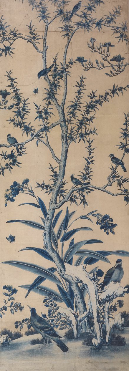 Pannello di carta da parati con uccelli e alberi in fiore da Unknown artist