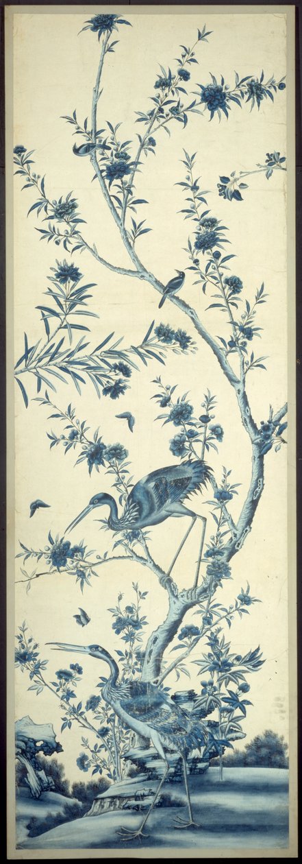 Pannello di carta da parati con uccelli e alberi in fiore da Unknown artist