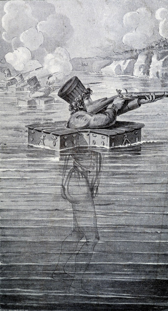 Abito da guerra del XIX secolo. Incisione del XIX secolo. da Unknown artist