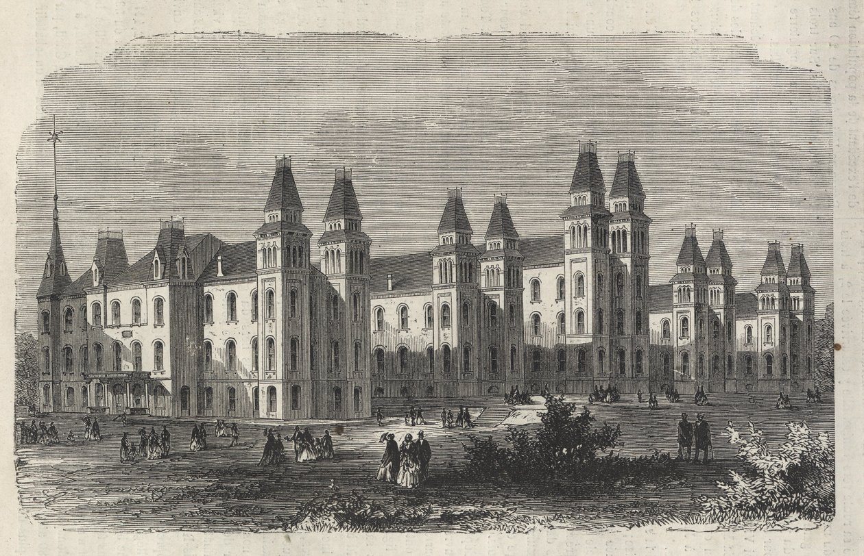 Ward Island Emigrant Hospital - New York State - Emigration Commission Establishment - Incisione in 