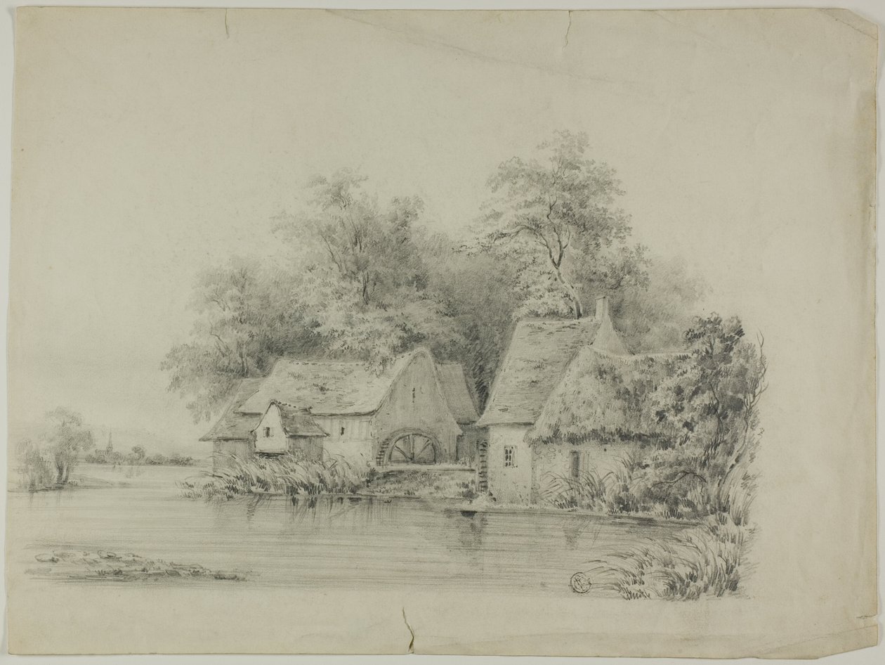Mulino ad Acqua e Cottage con Tetti di Paglia da Unknown artist