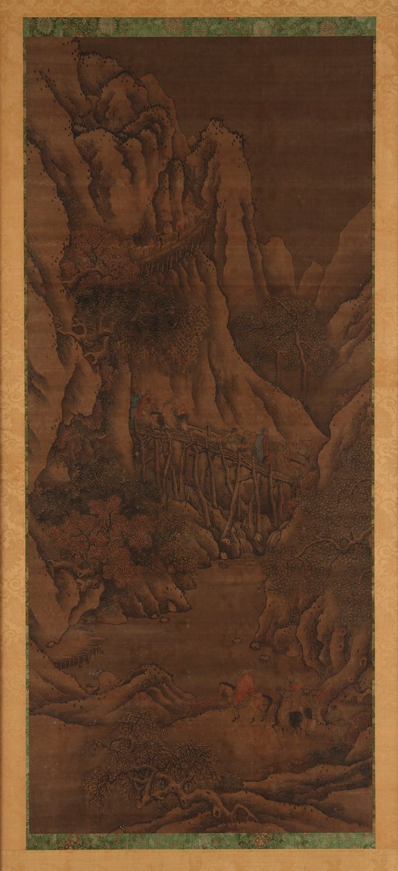 Paesaggio Invernale: colline e fiume; figure di viaggiatori a cavallo da Unknown artist