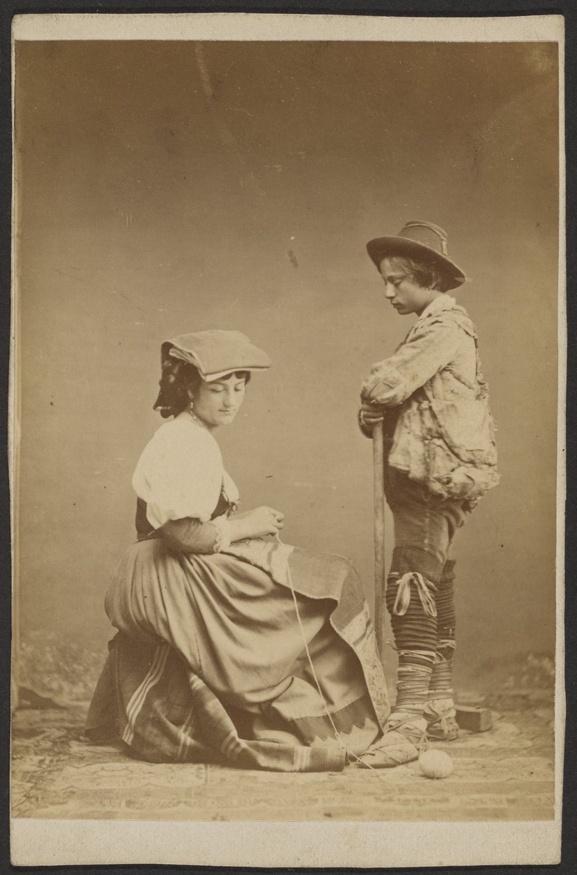 [Donna che cuce mentre il ragazzo guarda] da Unknown artist