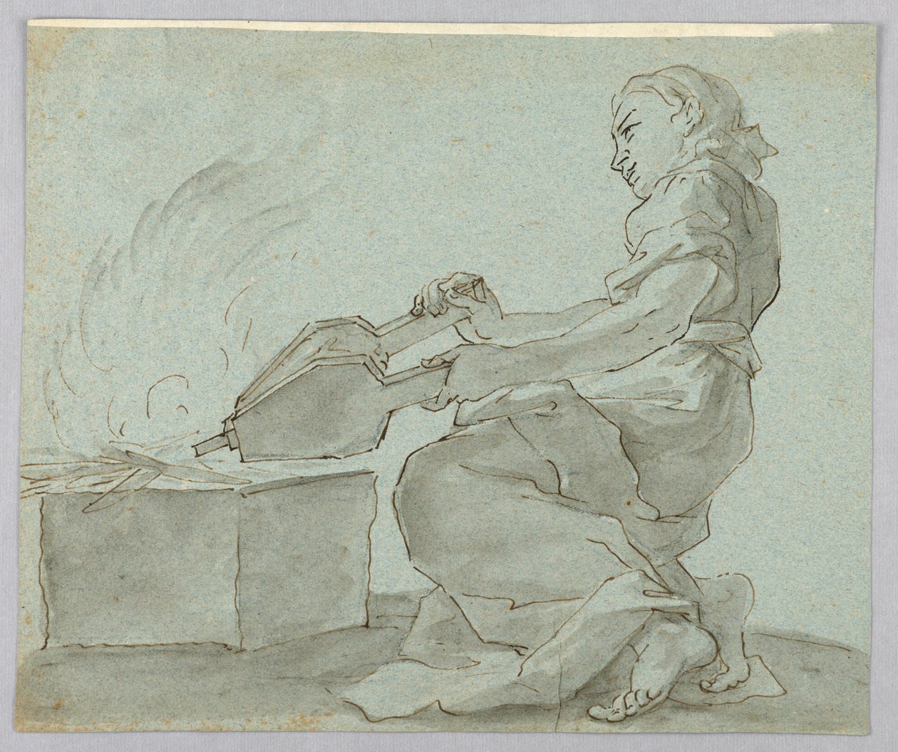 Donna con mantice che accende il fuoco da Unknown artist