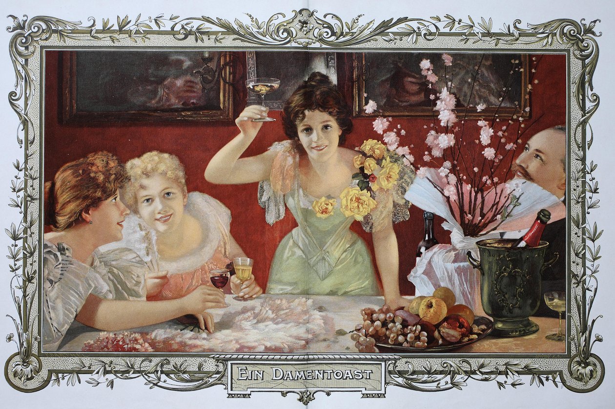 Donne che bevono cocktail insieme a una festa da Unknown artist