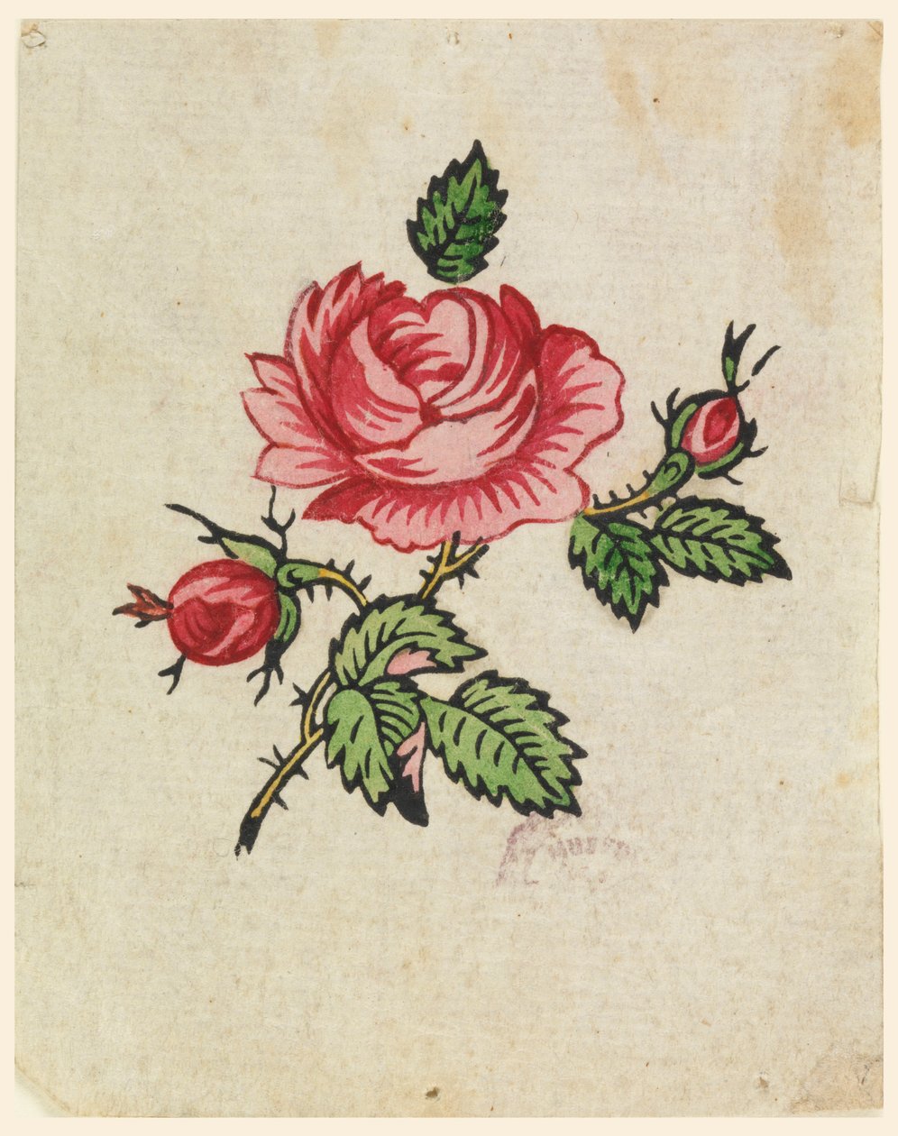 Prova di xilografia per un tessuto stampato da Unknown artist