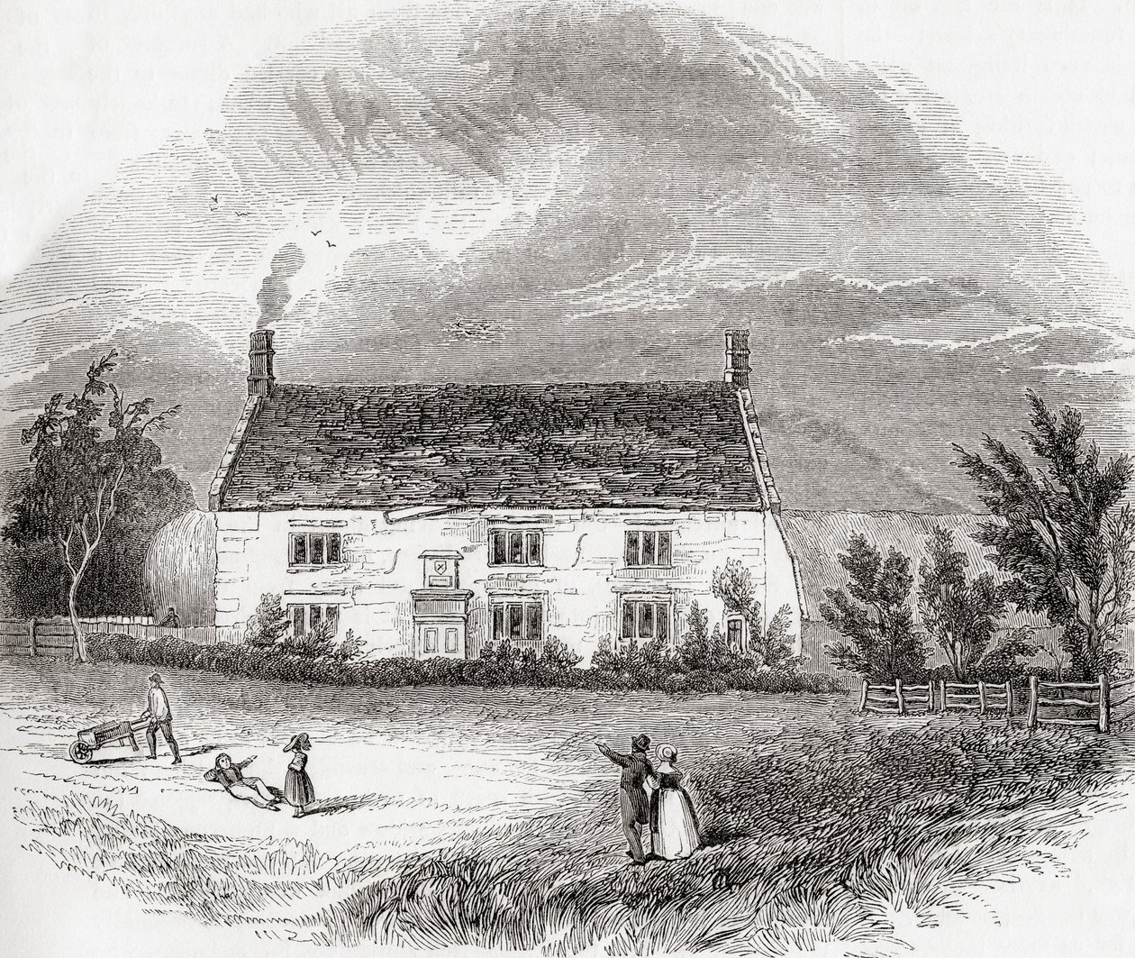 Woolsthorpe Manor, Woolsthorpe-by-Colsterworth, Lincolnshire, Inghilterra, da Old England: A Pictorial Museum, pub. 1847 da Unknown artist