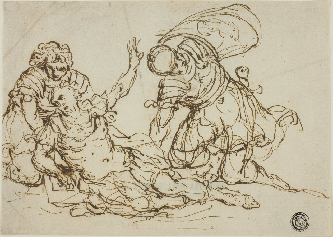 Guerriero ferito e due compagni da Unknown artist