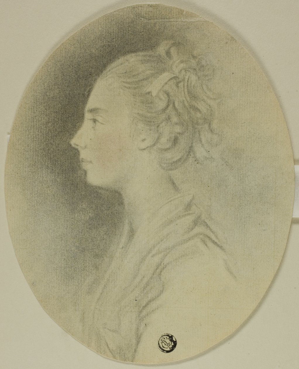 Giovane donna di profilo con nastro nei capelli da Unknown artist