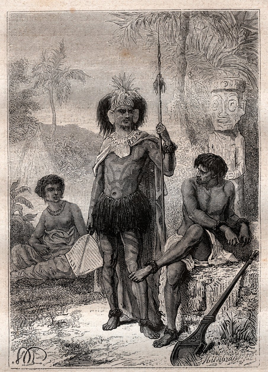 nativi delle Isole Marchesi - Viaggio del Capitano James Cook da Unknown artist