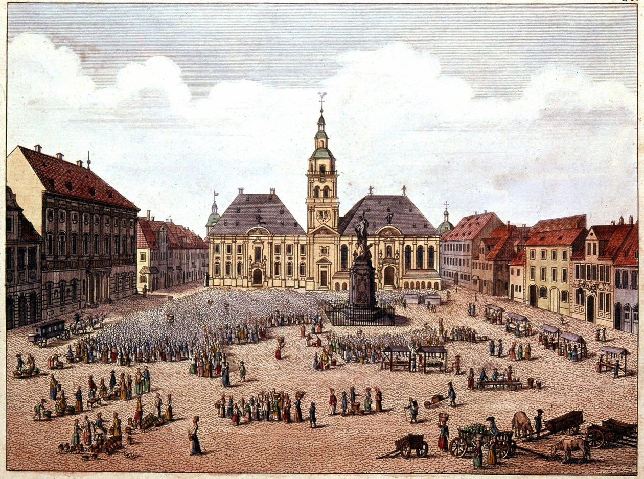 La piazza pubblica della città di Mannheim (Germania). da Unknown artist