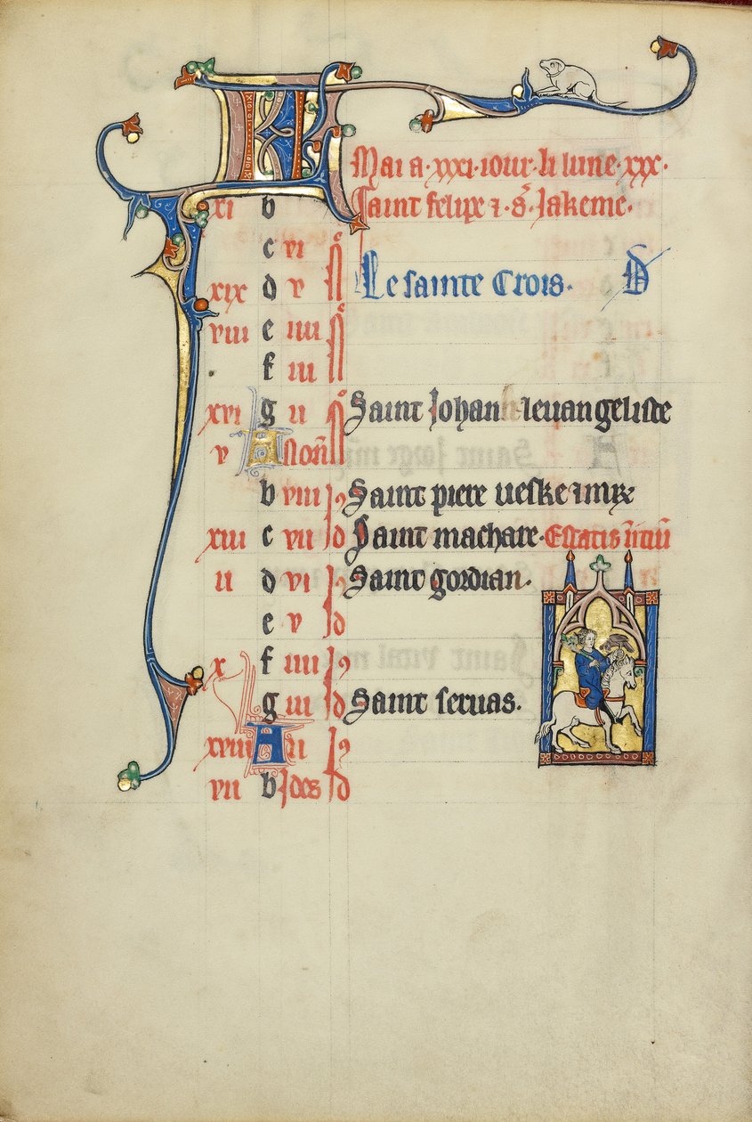 Pagina del calendario di maggio; Hawking da Unknown artist/maker