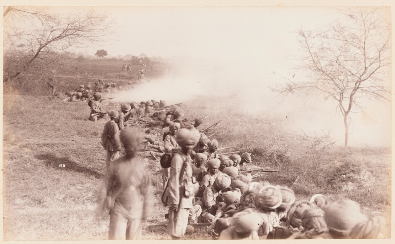 Linea di tiro del 14° Reggimento di Fanteria del Bengala (Ferozepore Sikhs), Campo di esercitazione di Delhi da Unknown photographer
