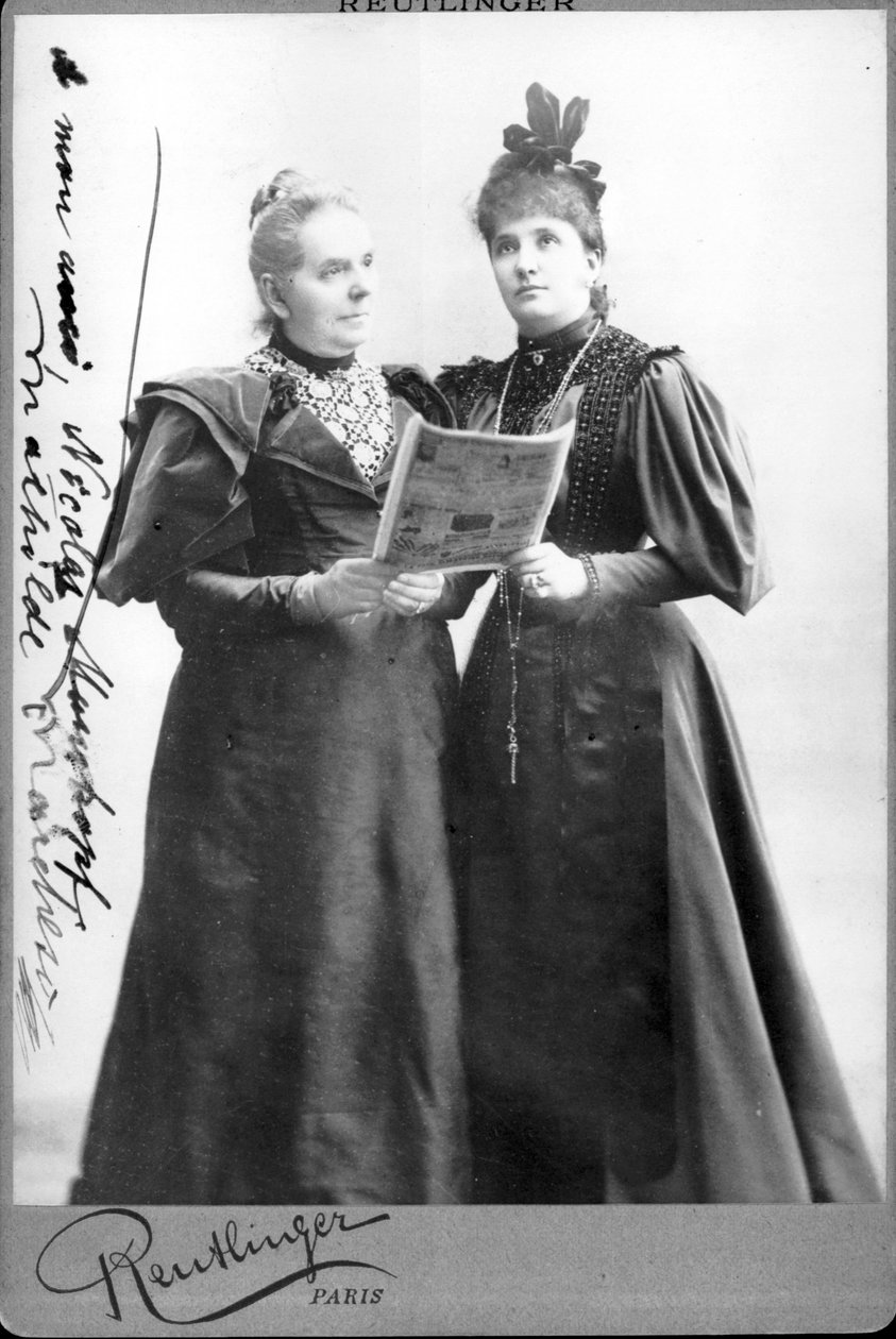 Cantante tedesca Mathilde Marchesi (1821-1913) e cantante australiana Nellie (Nelly) Melba (1861-1931). Fotografia fine XIX secolo da Unknown photographer