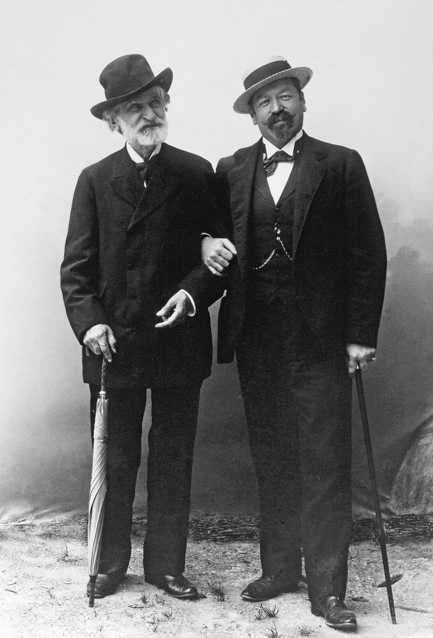 Giuseppe Verdi, compositore italiano (1813-1901), e il tenore Francesco Tamagno (1850-1905) a Montecatini alla fine del XIX secolo da Unknown photographer