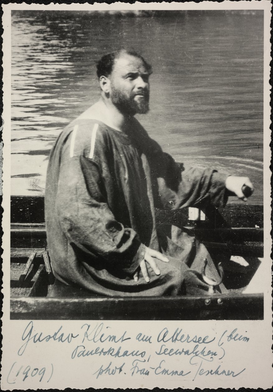 Gustav Klimt nella barca a remi da Unknown photographer