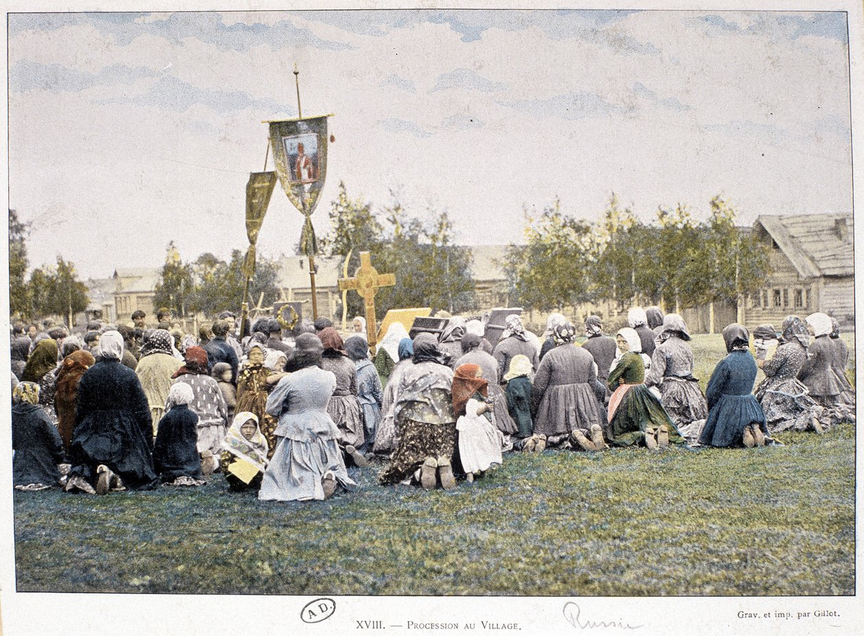 Processione nel villaggio (Russia) - fotografia, fine XIX secolo da Unknown photographer