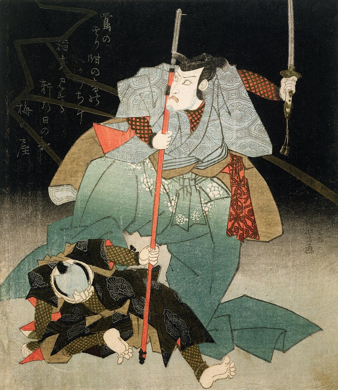 Ichikawa Danjuro VII che sopraffà un ufficiale della legge, c.1830-44 da Utagawa Kuniyoshi