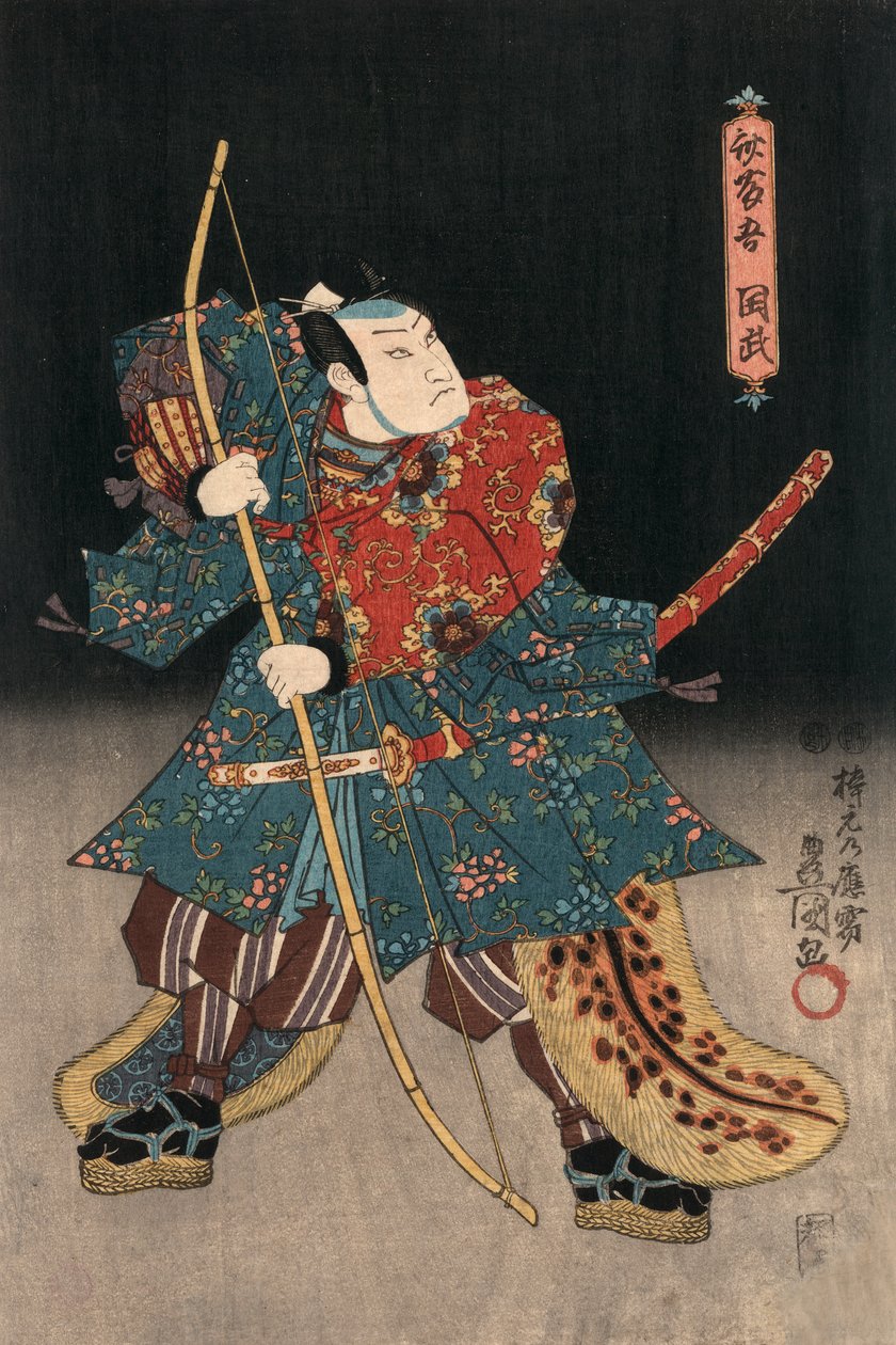 Stampa ukiyo-e di un attore che interpreta un samurai di Kunisada da Utagawa Kunisada