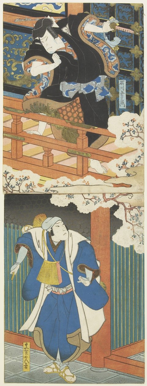 (Nakamura Utaemon II come Ishikawa Goemon, Mimasu Daigoro IV come Mashiba Hisayoshi) da Utagawa Hirosada