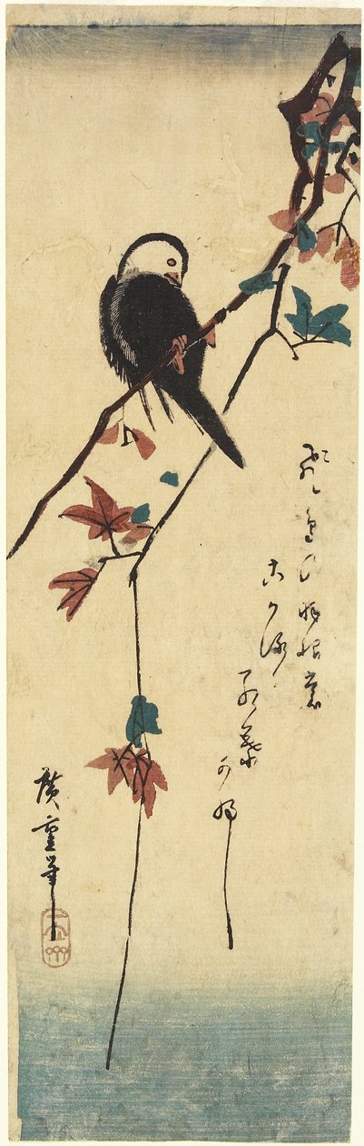 (Uccello su ramo di acero), 1830-1858 da Utagawa Hiroshige