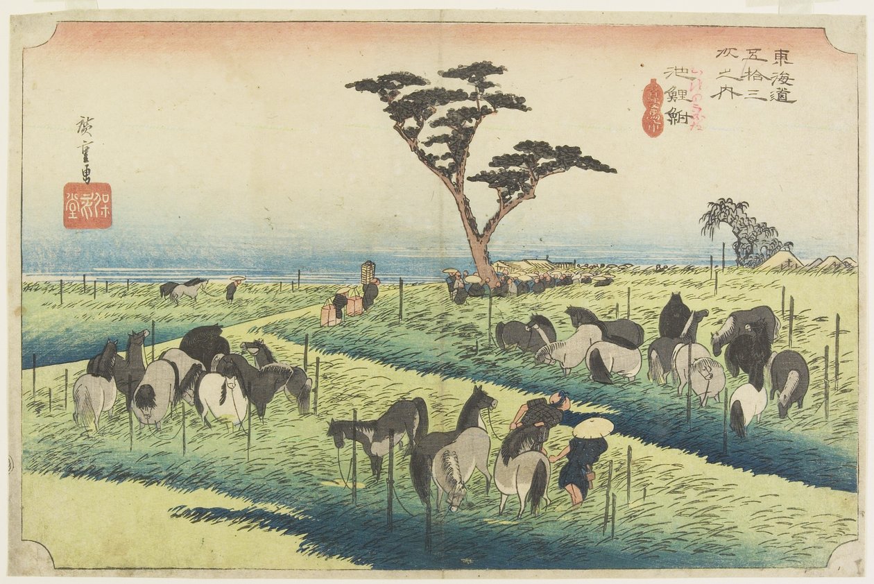 Fiera dei cavalli di aprile, Chiryu_, c. 1833 da Utagawa Hiroshige