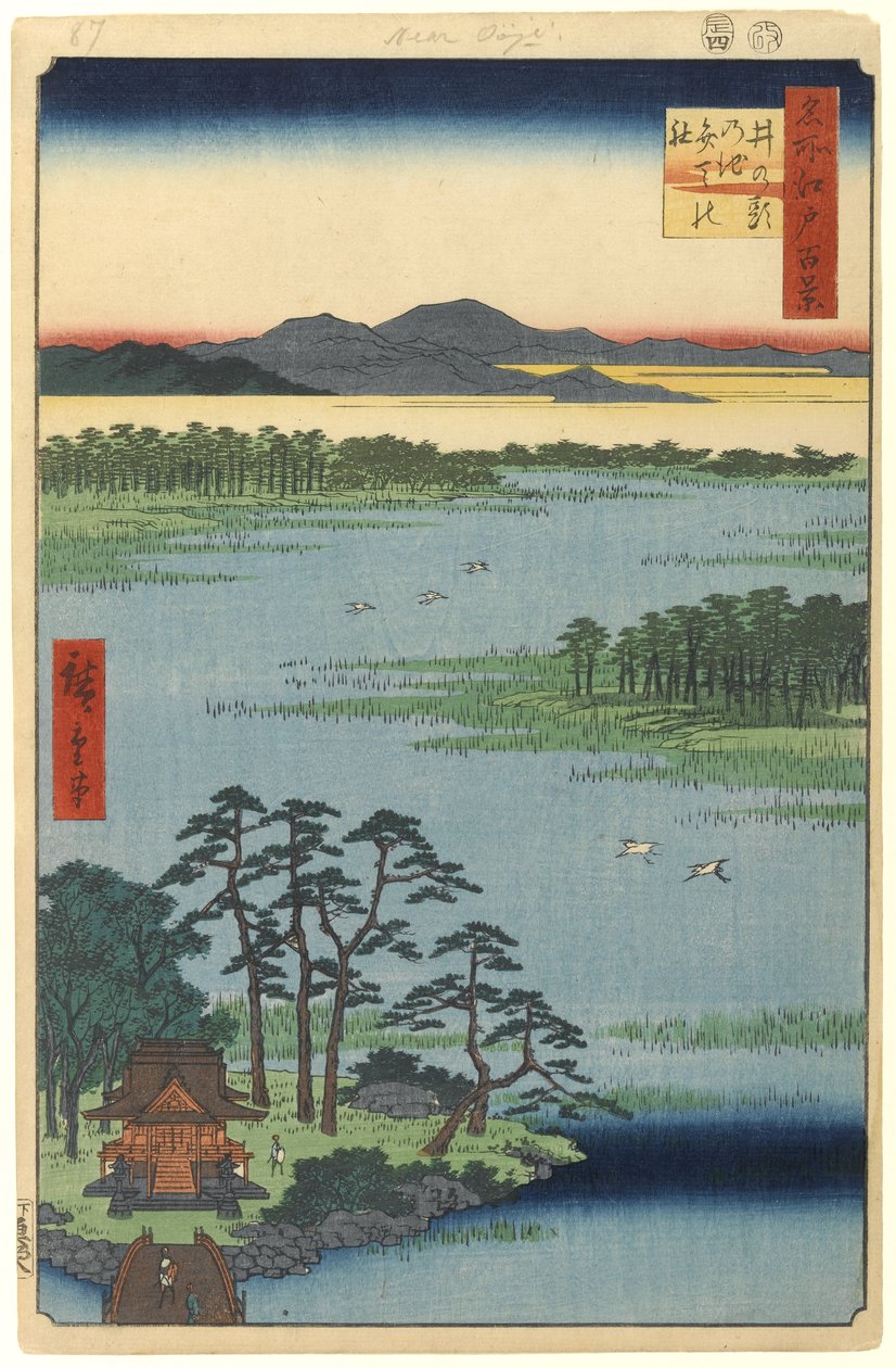 Santuario Benten, stagno Inokashira, n. 87 da Cento famosi vedute di Edo, 1856 da Utagawa Hiroshige