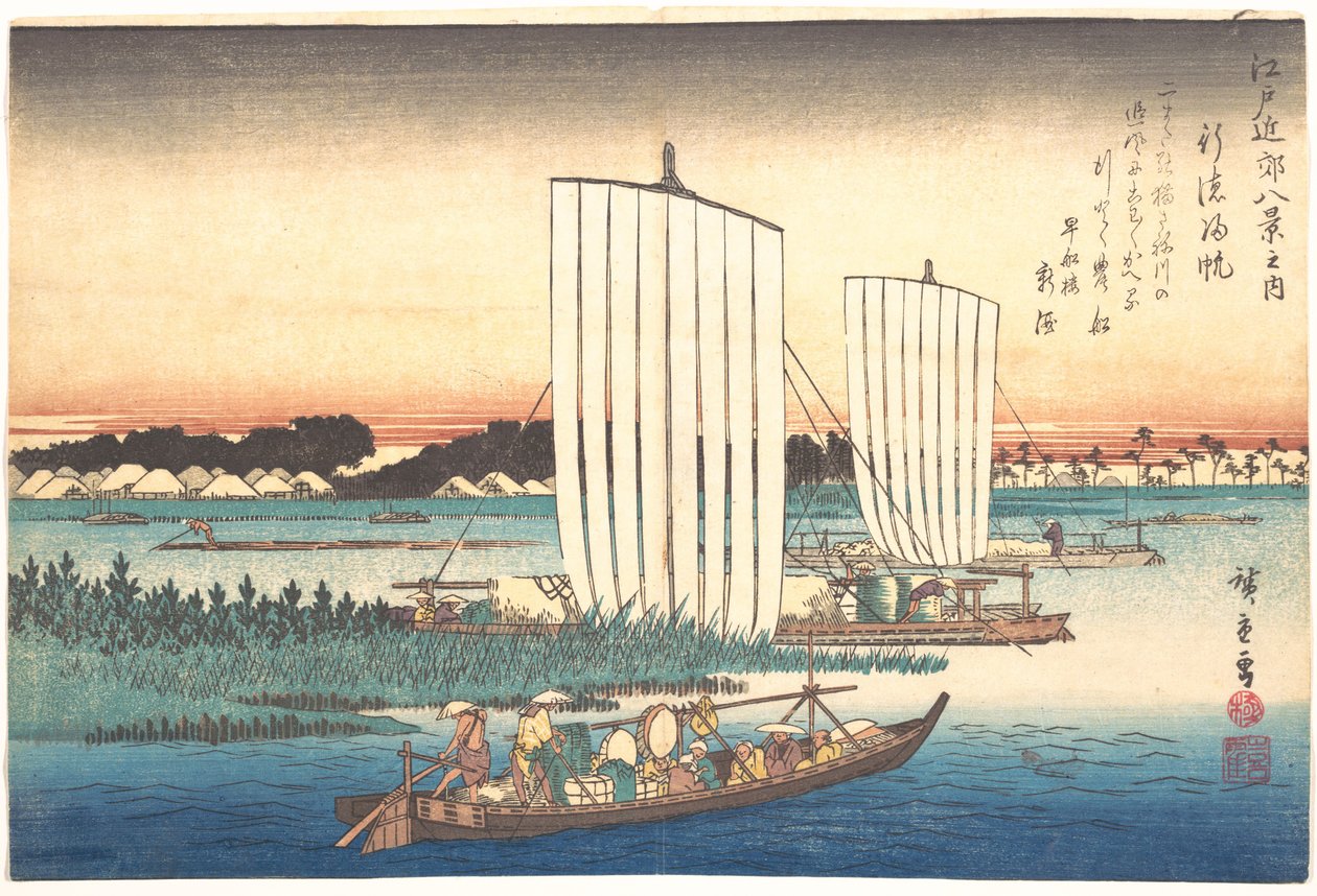Imbarcazioni in ritorno a Gyotoku da Utagawa Hiroshige