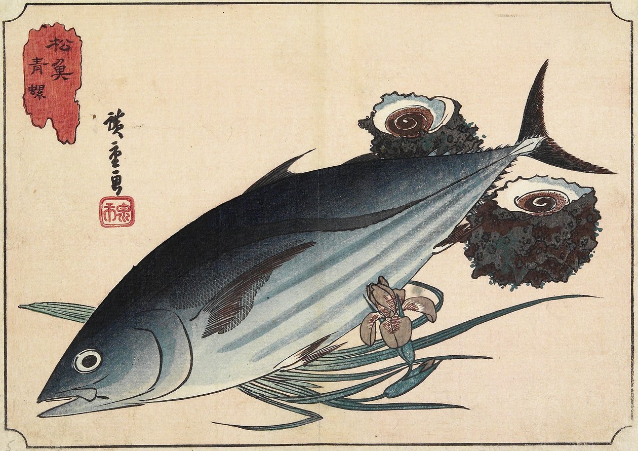 Bonito e conchiglie, inizio XIX secolo da Utagawa Hiroshige