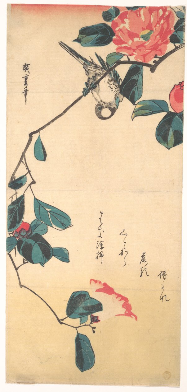 Kamelie und Gimpel da Utagawa Hiroshige