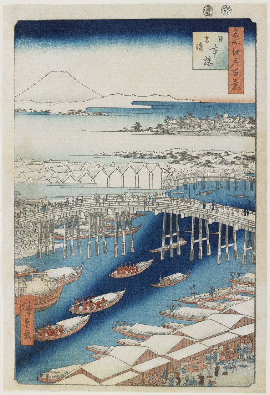 Tempo sereno dopo la neve, ponte Nihonbashi, maggio 1856 da Utagawa Hiroshige