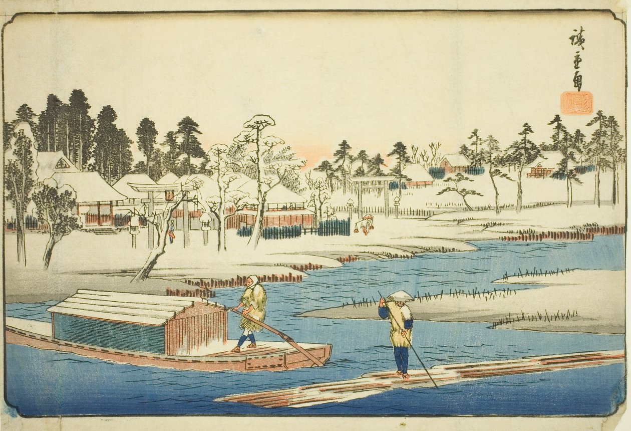 Bel tempo dopo la neve a Massaki (Massaki yukibare no zu), dalla serie "Luoghi famosi nella capitale orientale (Toto meisho)" da Utagawa Hiroshige