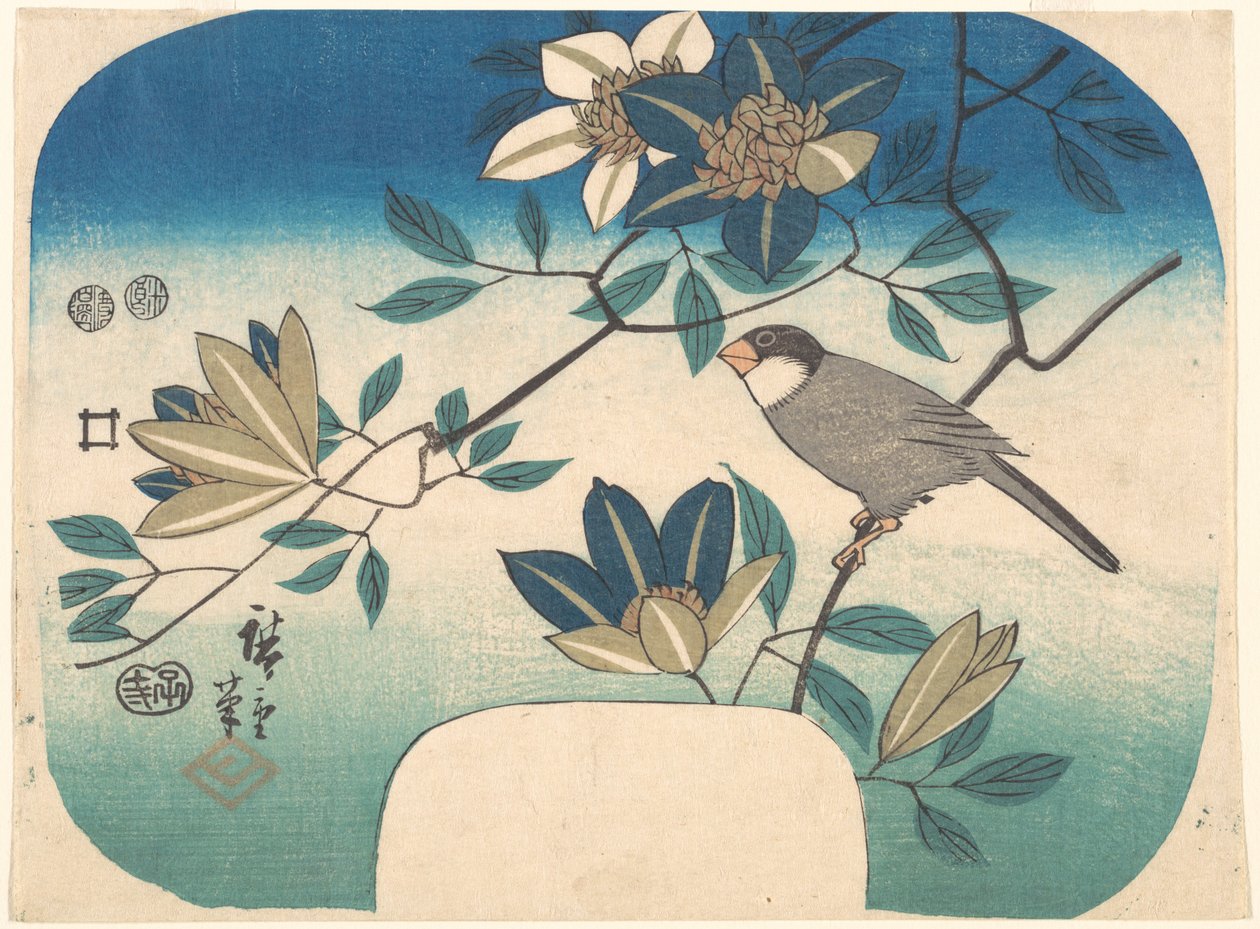 Clematide e uccello da Utagawa Hiroshige