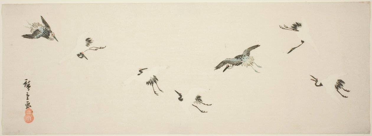 Gru in volo da Utagawa Hiroshige