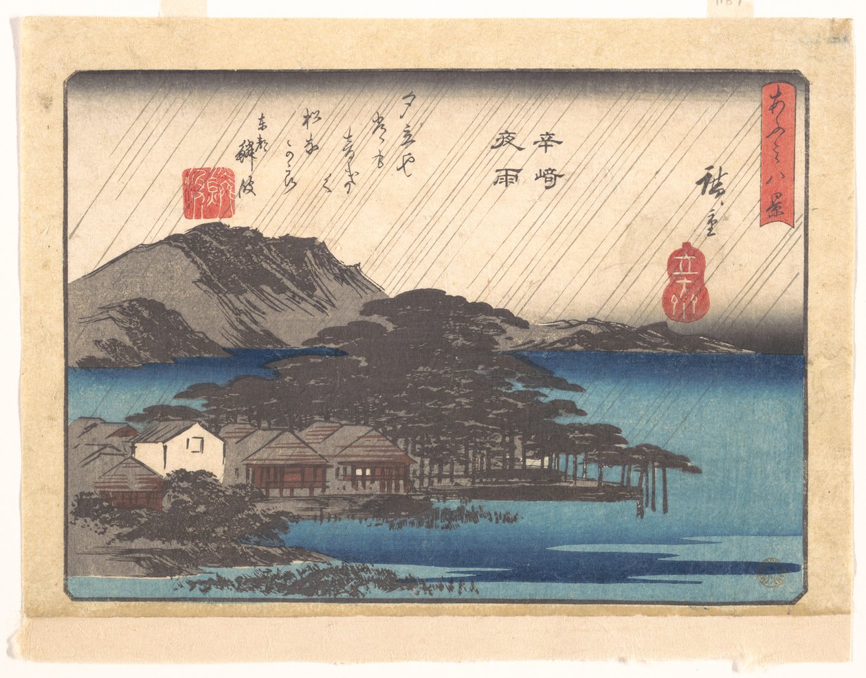 Pioggia serale a Karasaki, dalla serie Otto vedute di Ōmi (Ōmi hakkei) da Utagawa Hiroshige
