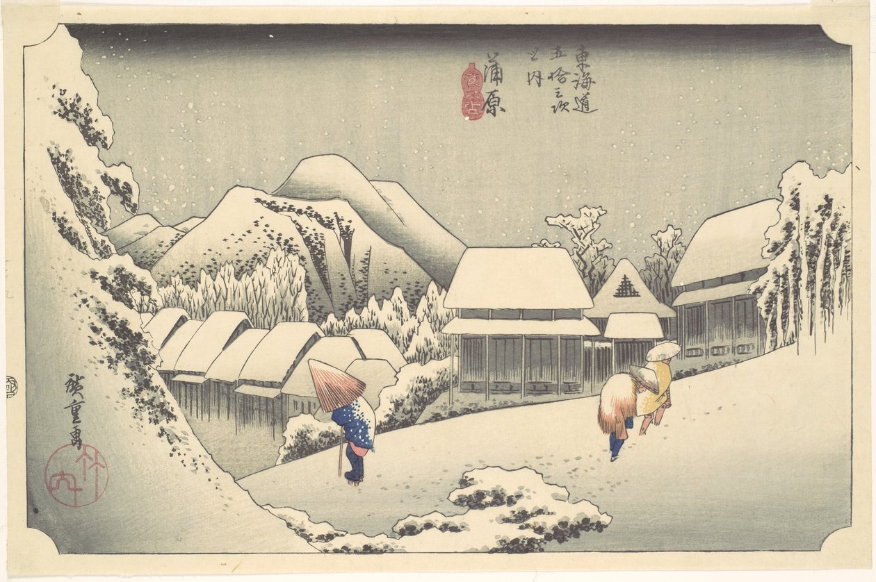 Neve serale a Kanbara, dalla serie "Le cinquantatré stazioni del Tōkaidō" da Utagawa Hiroshige