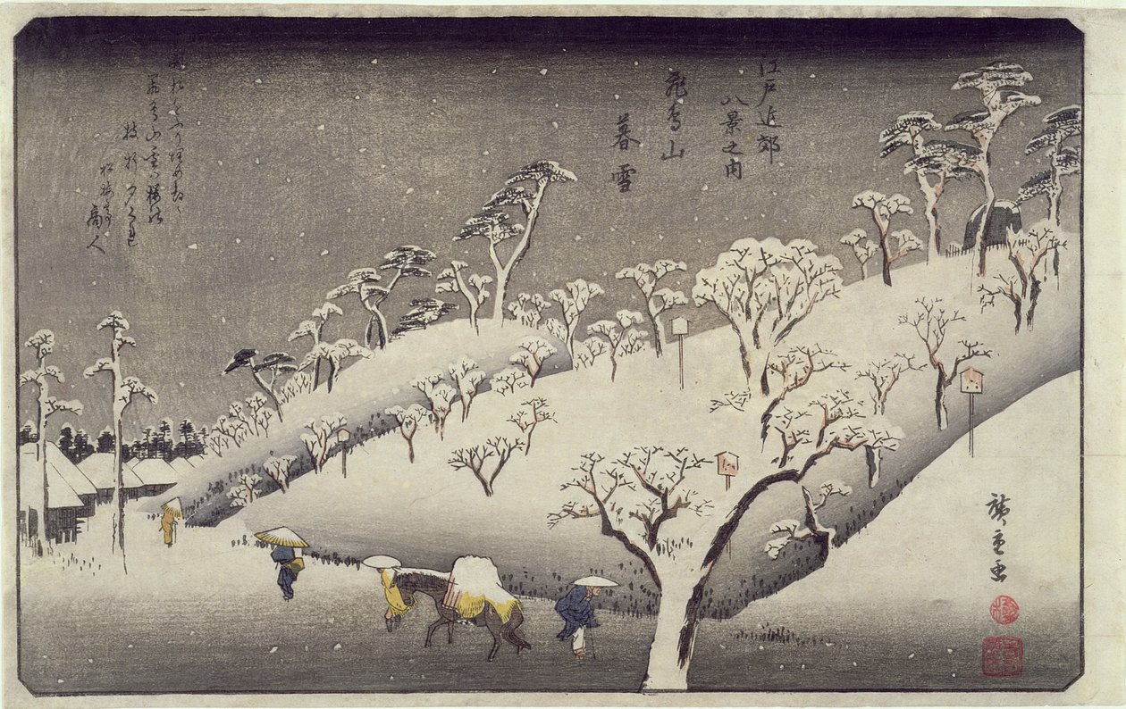 Neve serale sul monte Asuka, da Otto vedute dei dintorni di Edo, c.1838 da Utagawa Hiroshige