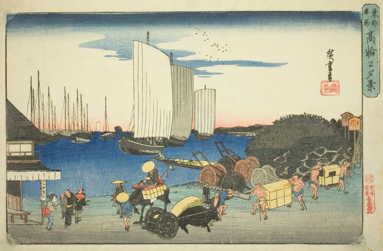 Vista serale di Takanawa, dalla serie "Luoghi famosi della capitale orientale" da Utagawa Hiroshige