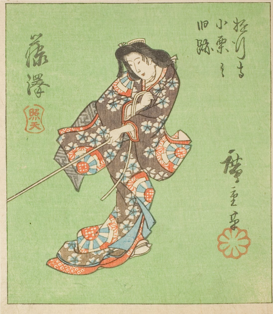 Fujisawa, sezione del foglio n. 2 dalla serie "Immagini ritagliate del Tokaido (Tokaido harimaze zue)" da Utagawa Hiroshige