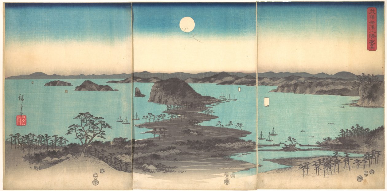 Luna piena a Kanazawa, provincia di Musashi da Utagawa Hiroshige