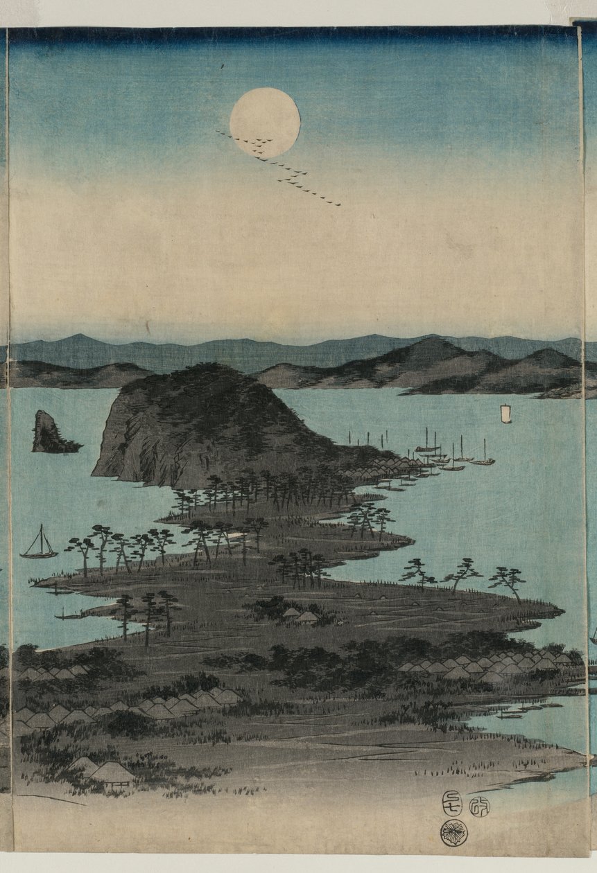 Luna piena su Kanazawa, Musashi da Utagawa Hiroshige