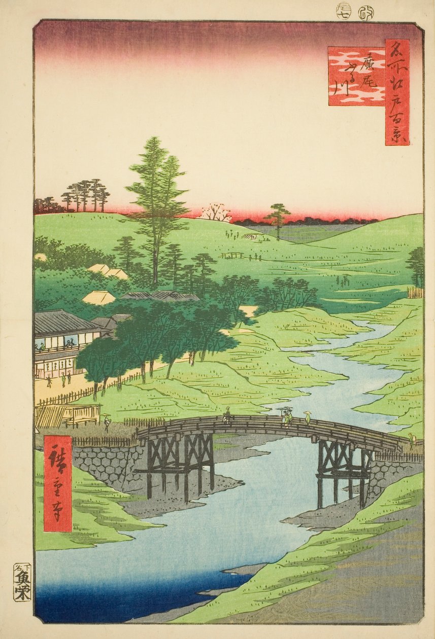 Fiume Furukawa, Hiroo (Hiroo Furukawa), n. 22 della serie "Cento vedute famose di Edo (Meisho Edo hyakkei)". da Utagawa Hiroshige