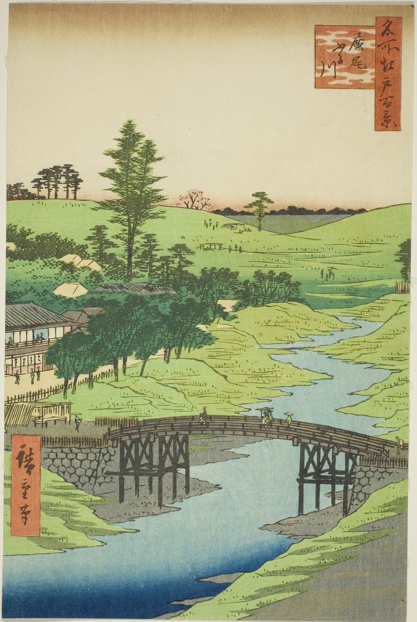 Fiume Furukawa, Hiroo, dalla serie "Cento vedute famose di Edo" da Utagawa Hiroshige